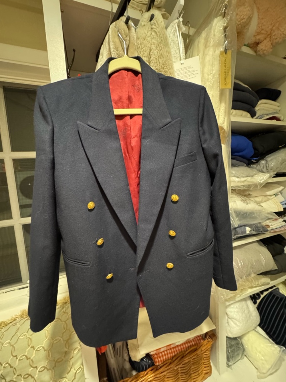 The Body Shop Navy Jacket with Red Satin Lining